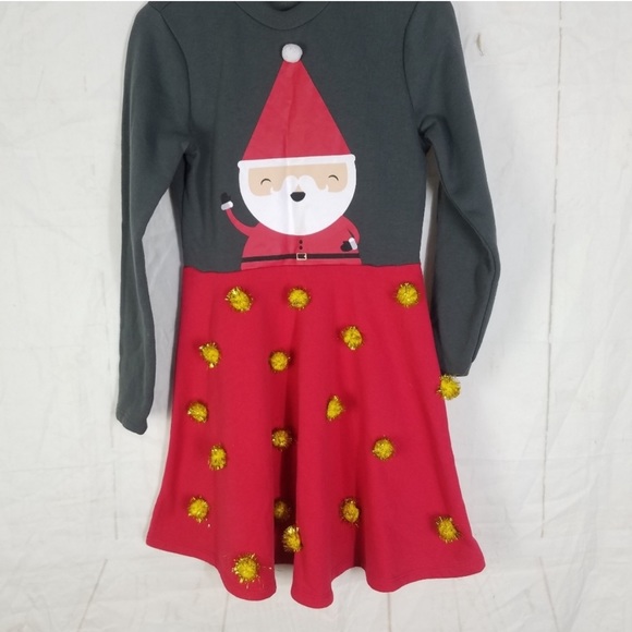 NEW UGLY Sweater CHRISTMAS NWT Mighty Fine Santa Pom Pom Dress - Picture 7 of 7